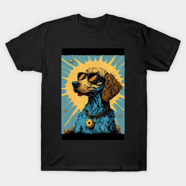 Groovy psychedelic dog with sunglasses T-Shirt by dholzric